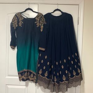 Indian Lehenga dress with heavy embroidery and dupata with 4 sided border.